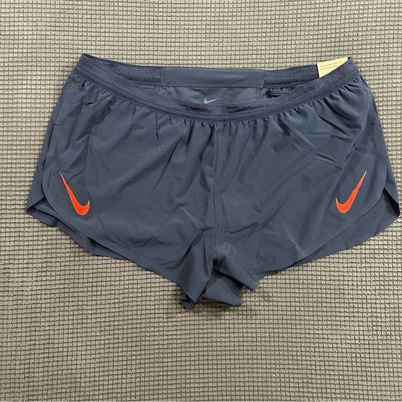 Nike Other - Nike Dri Fit ADV 2 Inch Running Shorts Mens XL Navy Blue Orange Swoosh